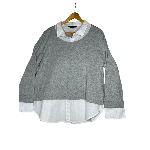Tommy Hilfiger two extra large, 2 for 1 sweater collar button up gray white long - Picture 1 of 14